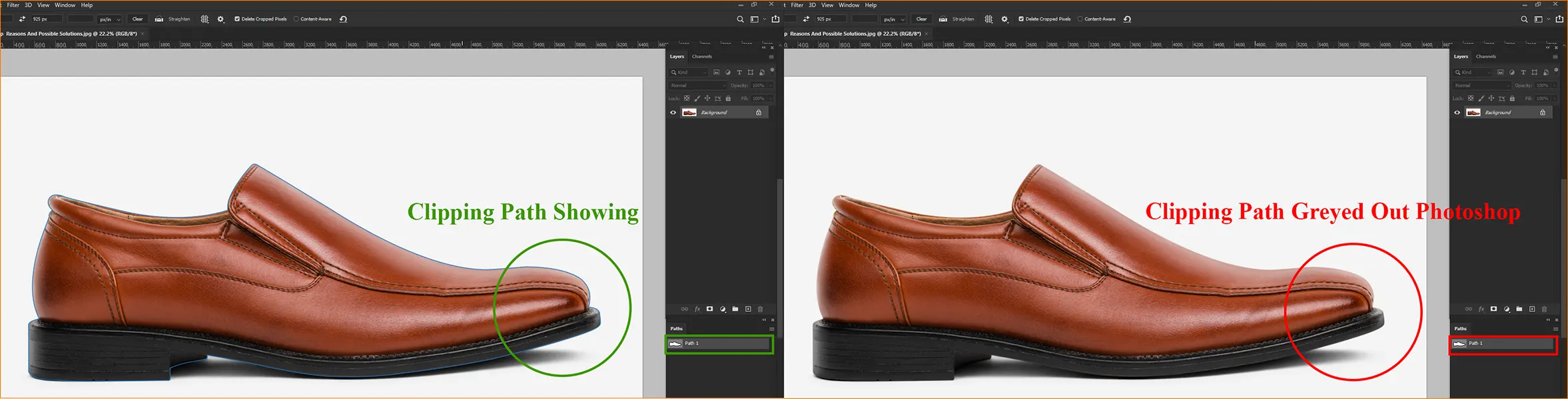 clipping path greyed out photoshop