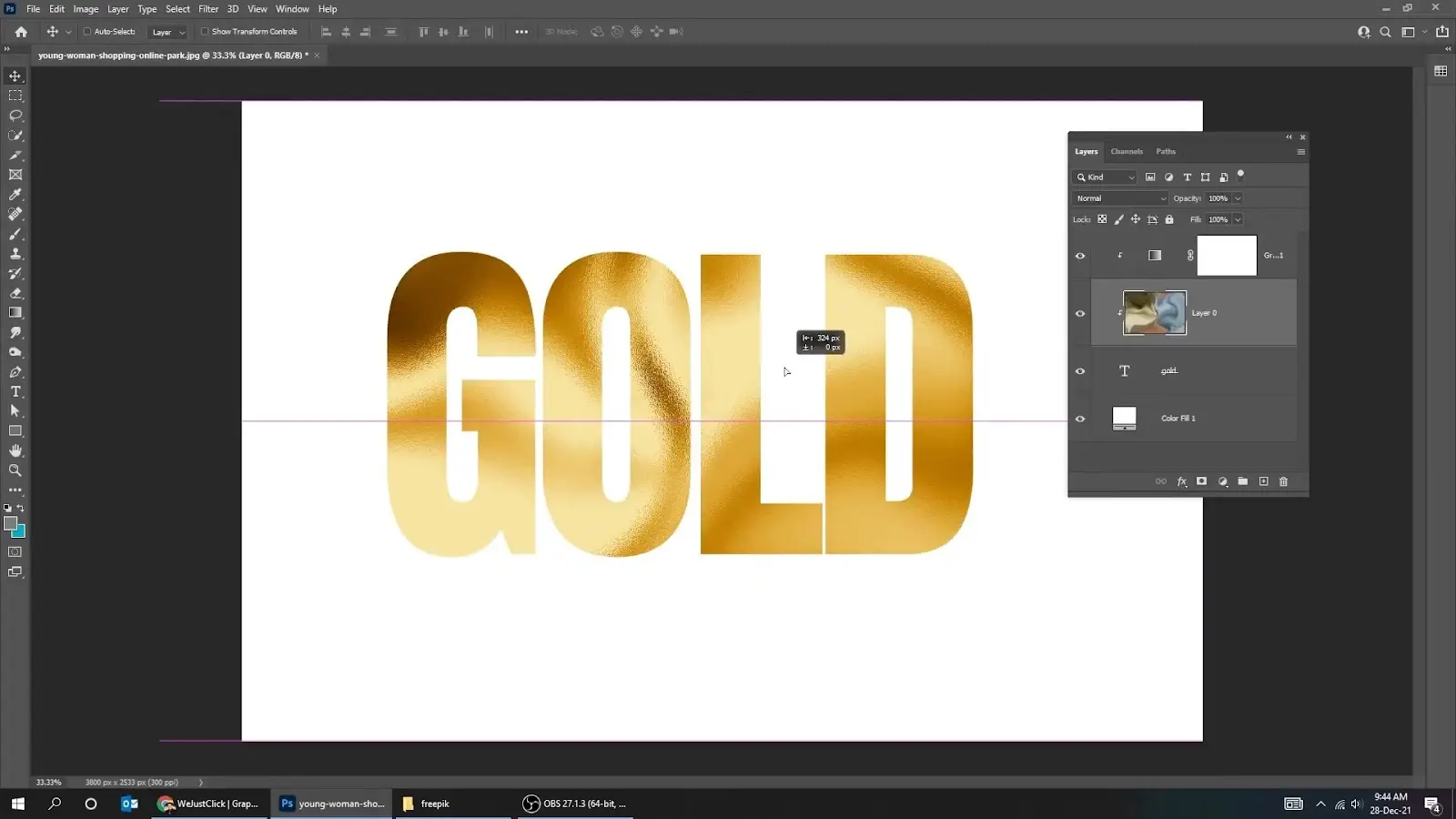 Clipping mask for golden text