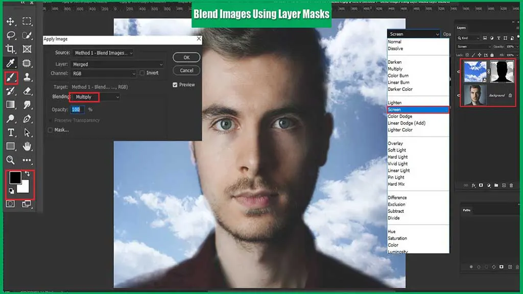 how to blend an image in photoshop: method 1