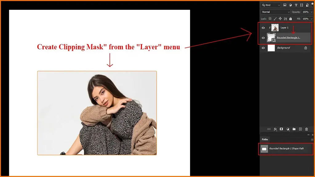  Choose the image layer as well as the shape layer.